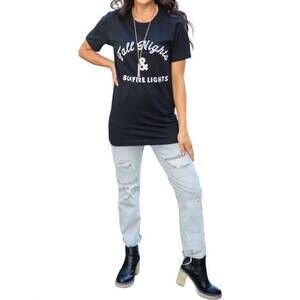 NEW 123 AMORE fall nights graphic t-shirt in black